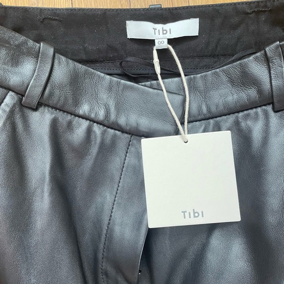 Tibi Leather Midi Trouser Skirt, 00 - Picture 7 of 8